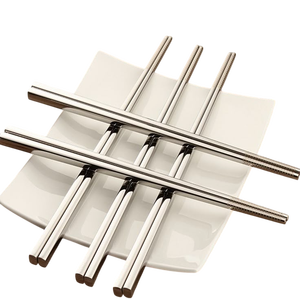 ตะเกียบโลหะสแตนเลสพร้อมตะเกียบสไตล์ญี่ปุ่นชุบทองไทเทเนียม304โลโก้ตามสั่ง - Product Image 5