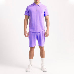 Ensemble deux pièces polo et short pour hommes personnalisés Survêtement d'été à col zippé Tenue de sport décontractée Fourniture OEM - Product Image 5