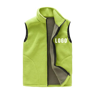 Logo personnalisé hommes réversible en laine pleine fermeture éclair polaire gilet sans manches veste coupe-vent respirant vêtements d'extérieur - Product Image 2