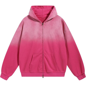 Sweat à capuche unisexe surdimensionné tendance avec logo personnalisé, sweat à capuche vintage marron surdimensionné à fermeture éclair, sweat à capuche en molleton lourd à épaules tombantes - Product Image 2