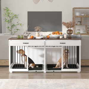 Soportes de TV de lujo modernos de alta calidad para sala de estar, muebles de madera, perrera grande para perros, soportes de TV con gabinete de 2 cajones - Product Image 4