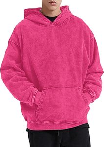 Sudadera con capucha de gran tamaño para hombre, sudadera de algodón personalizada, ropa de calle cálida de invierno, forro polar teñido liso - Product Image 6