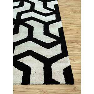 Tapis Taq-209 Contour gris et noir à motifs géométriques, tissé à la main en laine et viscose, pour usage domestique - Product Image 4