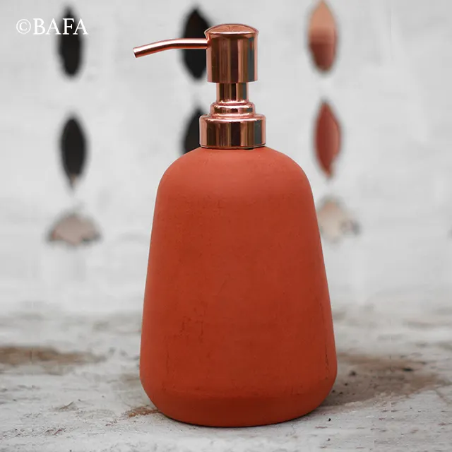 Handmade Handcrafted Terracotta Clay Soap Dispenser with pump for Kitchen Bathroom Home Hotel Office cafe restaurant bar decor
