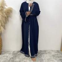 Abaya Kimono Ouverte Style Dubaï de Haute Qualité, Respirante, Légère, Séchage Rapide, en Satin, Manches Longues, Robe Hijab Grande Taille Toutes Saisons