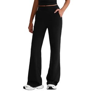 กางเกงโยคะขายส่งเอวยางยืดใส่สบายทรงขากว้าง กางเกงโยคะผู้หญิงสีพื้นทรงขาตรง - Product Image 1