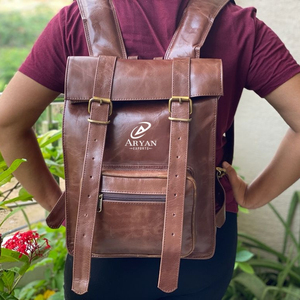 New Style Vintage Brown Crunch Leather Backpack Travel Backpack Office Leather Large Capacity Rucksack <b>Bags</b> for <b>Men</b> and Women - Product Image 1