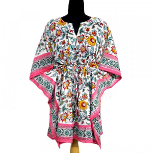 Nouvel ensemble kaftan indien élégant de taille unique, en pur coton imprimé à la main, idéal pour la plage, grandes tailles, vente en gros - Product Image 3