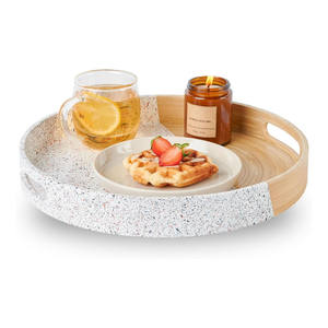 Bandejas de catering de frutos secos de 2 tonos de bambú hilado bandeja de decoración de alta calidad para el hogar y el hotel - Product Image 1