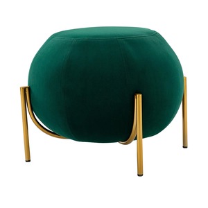Otomana de terciopelo verde con tres patas de metal para sala de dibujo elegante y hoteles otomanos y Taburetes - Product Image 1