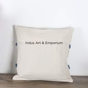 Blue and Grey Indian Tufted Boho Decorative Handmade Cotton Mudcloth <b>Cushion</b> <b>Cover</b> - Product Image 2
