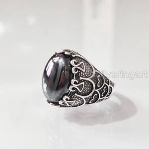 Nouvelle arrivée bague pour homme hématite naturelle pierre précieuse bague de naissance toutes tailles ottoman cadeau d'anniversaire bijoux bague en argent Sterling 925 - Product Image 2