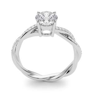 Solitario de diamante de corte redondo con acento anillo de compromiso trenzado para mujer - Product Image 3