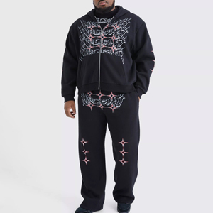 ชุดวอร์มแทรคสูทแบบสเวตแพนท์ขายาวทรงสแต็ค สีพื้น สำหรับฤดูหนาว แบบสั่งทำพิเศษ ผ้าฟอก ลุคฮู้ดดี้และกางเกงขายาว ยูนิเซ็กซ์ รับผลิตแบบ OEM - Product Image 1