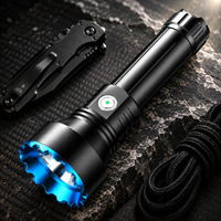 Senter LED Portabel Luar Ruangan Berbahan Aluminium Alloy Hitam Tahan Air, Dapat Diisi Ulang via USB dengan 1000 Lumens untuk Detektor Kalajengking