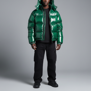 Chaqueta de Hombre con Cierre, Estilo Moderno, Ligera, con Relleno de Algodón, Diseño Sólido, con Capucha, Estilo Burbuja, Nueva y en Oferta - Product Image 1