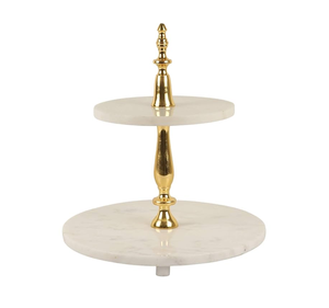 Soporte para Tartas de mármol y acero de lujo personalizado, suministro de fábrica, de 2 niveles embalaje personalizado, soporte para postres y magdalenas - Product Image 5