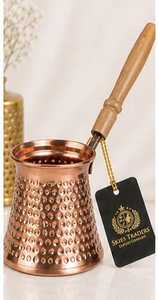 Embossed Pattern Copper <b>Turkish</b> Coffee <b>Pot</b> With Wooden Handle Antique Style Coffee Maker Briki Cezve Stovetop - Product Image 2