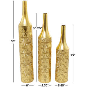 Handmade Metal Floor <b>Vases</b> <b>Set</b> <b>of</b> <b>3</b> with Gold Color Finished Perfect for Stylish Home and Hotel Decor - Product Image 4