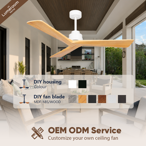 52 Inch Modern Solid Wood <b>Ceiling</b> <b>Fan</b> No Light <b>with</b> <b>Remote</b> Control, Quiet Reversible DC Motor for Living Room - Product Image 4