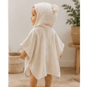 Serviette à capuche en mousseline pour enfants, 100% coton, douce et respirante, peignoir de plage, fournisseur direct de Denizli, Turquie, OEM - Product Image 3