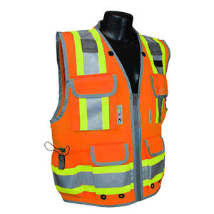 بيع بالجملة-سترة سلامة البوليستر هاي فيس سترة سلامة عاكسة لأعمال البناء مع جيوب سترة سلامة عاكسة شعبية - Product Image 6