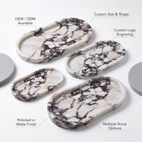 Bandeja Ovalada de Mármol Calacatta Viola 260x130x16mm, Plato de Lujo de Piedra Natural Púrpura para Joyas, Perfumes y Cosméticos, para Decoración del Hogar, Hotel o Regalo