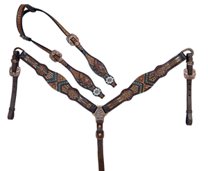 Ensemble de tête et de poitrail pour cheval en cuir véritable réglable à prix raisonnable, style western, avec un design intelligent - Product Image 1