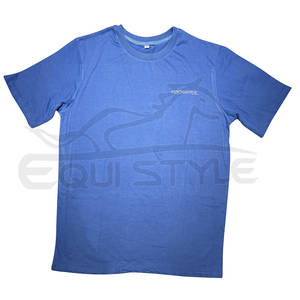 T-shirt surdimensionné bleu en coton sergé Streetwear lourd unisexe mode respirant Anti-rides grande taille OEM t-shirts en gros - Product Image 1