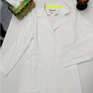 Bata de laboratorio de Spandex de algodón y poliéster blanco para mujer, uniforme farmacéutico bordado con bata de consulta, bata de Hospital - Product Image 4
