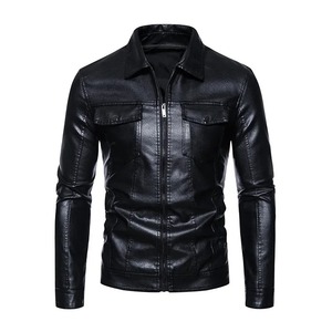 Chaqueta de cuero para motocicleta 2025 para hombre, abrigo corto informal ajustado con cuello levantado, chaqueta de PU, abrigo de cuero a prueba de viento para Otoño e Invierno para hombre - Product Image 3