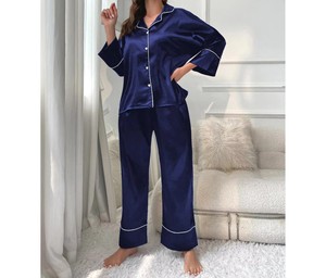 Ropa de dormir de verano de manga larga con estilo para mujer, pijamas de primavera ligeros y transpirables del fabricante OEM, logotipo frontal con características térmicas - Product Image 2
