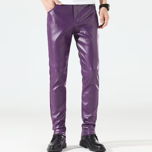 Diseñe su propio logotipo Pantalones de cuero para hombres Precio al por mayor Pantalones de cuero hechos a medida para hombres - Product Image 1