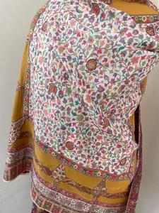 Handmade Pure <b>Pashmina</b> <b>Shawl</b> Stole Wool Fabric Fine Embroidery Woolen Indian Pakistani Dupattas kurti Clothing handwoven - Product Image 2