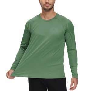 T-Shirt manches longues décontracté de grande taille pour hommes Haut de protection solaire pour extérieur/entraînement Vêtements de style polaire solide - Product Image 5