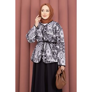Conjunto de Chaqueta y Falda de Crepé con Estampado Étnico, Negro Sólido, 2 Piezas, Shorts de Verano con Pantalones, Top y Top Corto - Product Image 4