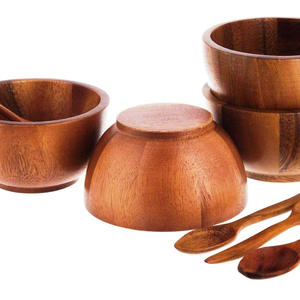 Ensaladera de Madera de Acacia Pulida - Ecológica y Apta para Lavavajillas, Tamaños Personalizables para Fiestas, Hecha en India, Mejor Precio - Product Image 1