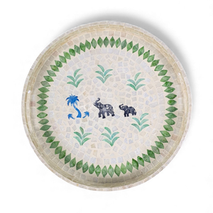 Plateau rond en nacre fait à la main pour servir Plateau de service naturel Plateau en coquille Fabriqué directement au Vietnam - Product Image 2