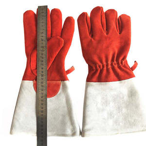 New Premium Cow Split Leather Welding <b>Gloves</b> <b>Long</b> Cowhide Genuine Leather Safety <b>Gloves</b> Work Protection Industrial Welding - Product Image 1