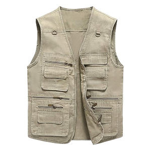 Chaleco Safari Vaquero Casual para Hombre, Color Sólido, Secado Rápido, Ecológico, Transpirable, Antiencogimiento, Antiarrugas, Prenda Exterior de Otoño con Bolsillos - Product Image 1