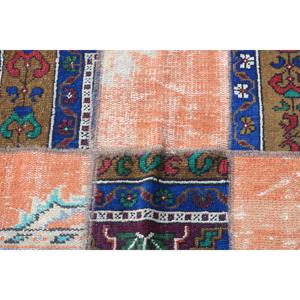 Petit tapis turc 2x4,5 pieds, tapis oriental en laine orange vintage - Product Image 5