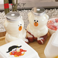 Bouteille de boisson PET mignonne en forme d'ours brun de 350 ml avec bouchon à vis pour soda et eau minérale, logo personnalisé et emballage prêt à offrir