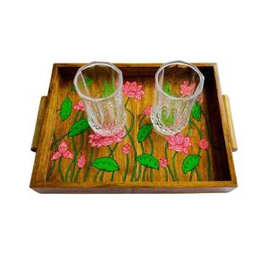 Bandeja de Servicio Decorativa de Madera Esmaltada, Decoración Funcional para Cocina, Mesa de Comedor, Hogar, Restaurante, Hotel, para Té y Café - Product Image 1