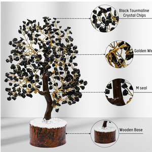 Pierre semi-précieuse naturelle obsidienne noire arbre de pierres précieuses 300 puces arbre de cristal Feng Shui Figurine pour la décoration de la maison - Product Image 4