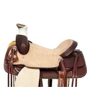 อานม้าแบบตะวันตกคุณภาพสูง งานฝีมือยอดเยี่ยม โครงไม้ทนทาน หนังคุณภาพพรีเมียม สำหรับการแข่งขันบาร์เรลเรซซิ่ง ชุด KGN - Product Image 2