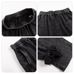 Pantalon personnalisé en tricot léger pour hommes impression logo image vintage lavage coton pantalon de survêtement oversize culturel hommes femmes pantalons longs décontractés - Product Image 2