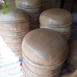 Vente en gros de plateau en bambou fait main plateau de service rond en rotin pour cuisine et salon plateau de rangement décoratif à un niveau - Product Image 6