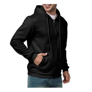 ผ้าคอตตอนแขนยาวสำหรับผู้ชายผ้าคอตตอน100% สีล้วนมีฮู้ดซิปสวมใส่สบาย - Product Image 4