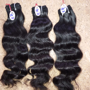 Extensiones de cabello humano de doble trama ondulado 100% ondulado de cuerpo sedoso indio cómodo y elegante con cutícula alineada natural crudo - Product Image 1