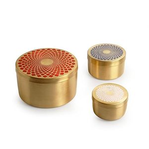 Récipient de stockage en laiton véritable de meilleure qualité Boîte en laiton simple avec couvercle pour bijoux Bibelots Pot en laiton lisse pour nourriture pour voyage - Product Image 3